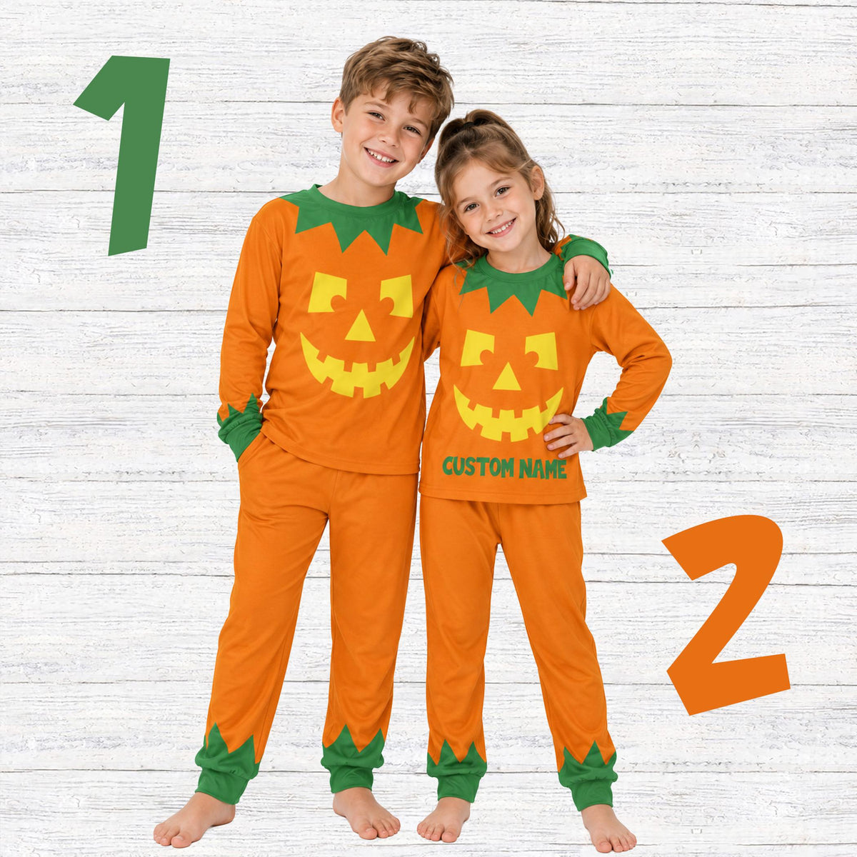 Second lifestyle view of the custom Halloween pajama set