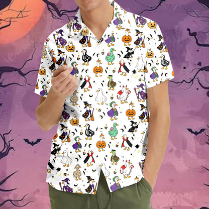 Close-up front view of the halloween duck pajama set