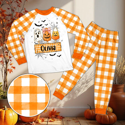 Another front view of the custom Halloween pajama set