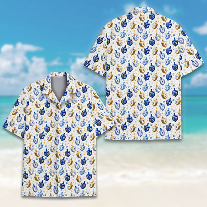 Back view of the blue and white Hanukkah pajama set