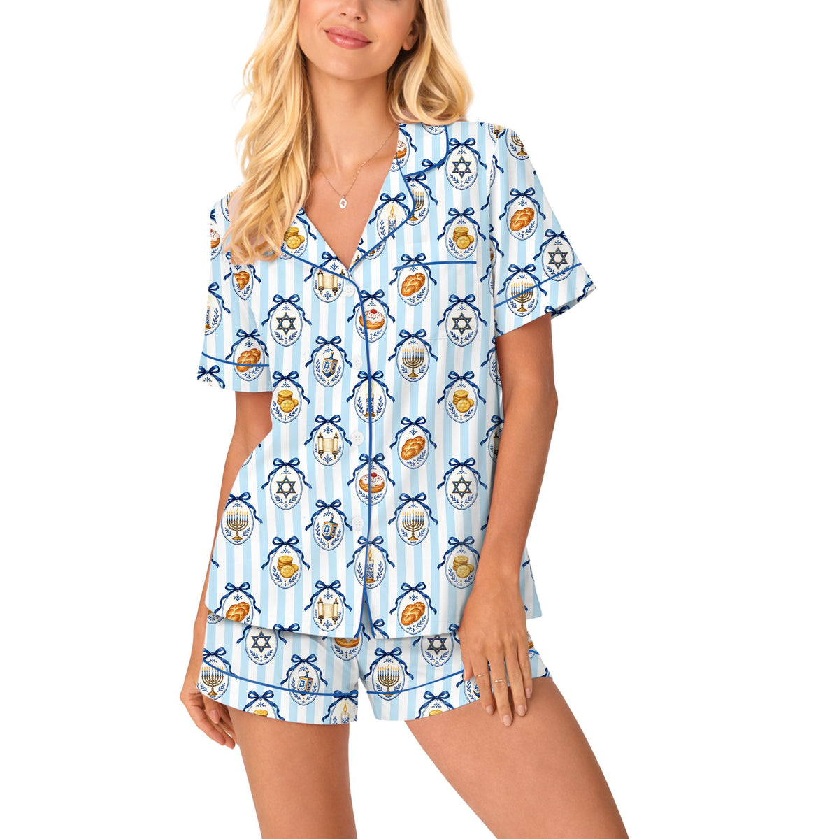 Hanukkah sleepwear set on a hanger