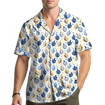 Front view of the Hanukkah pajama set showing the dreidel and Star of David design