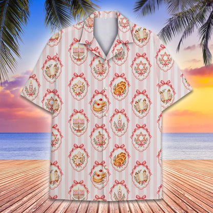 Lifestyle view 5 of the pink Hanukkah pajama set