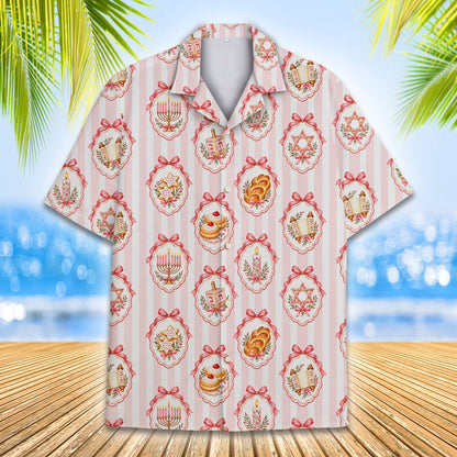 Lifestyle view 6 of the pink Hanukkah pajama set