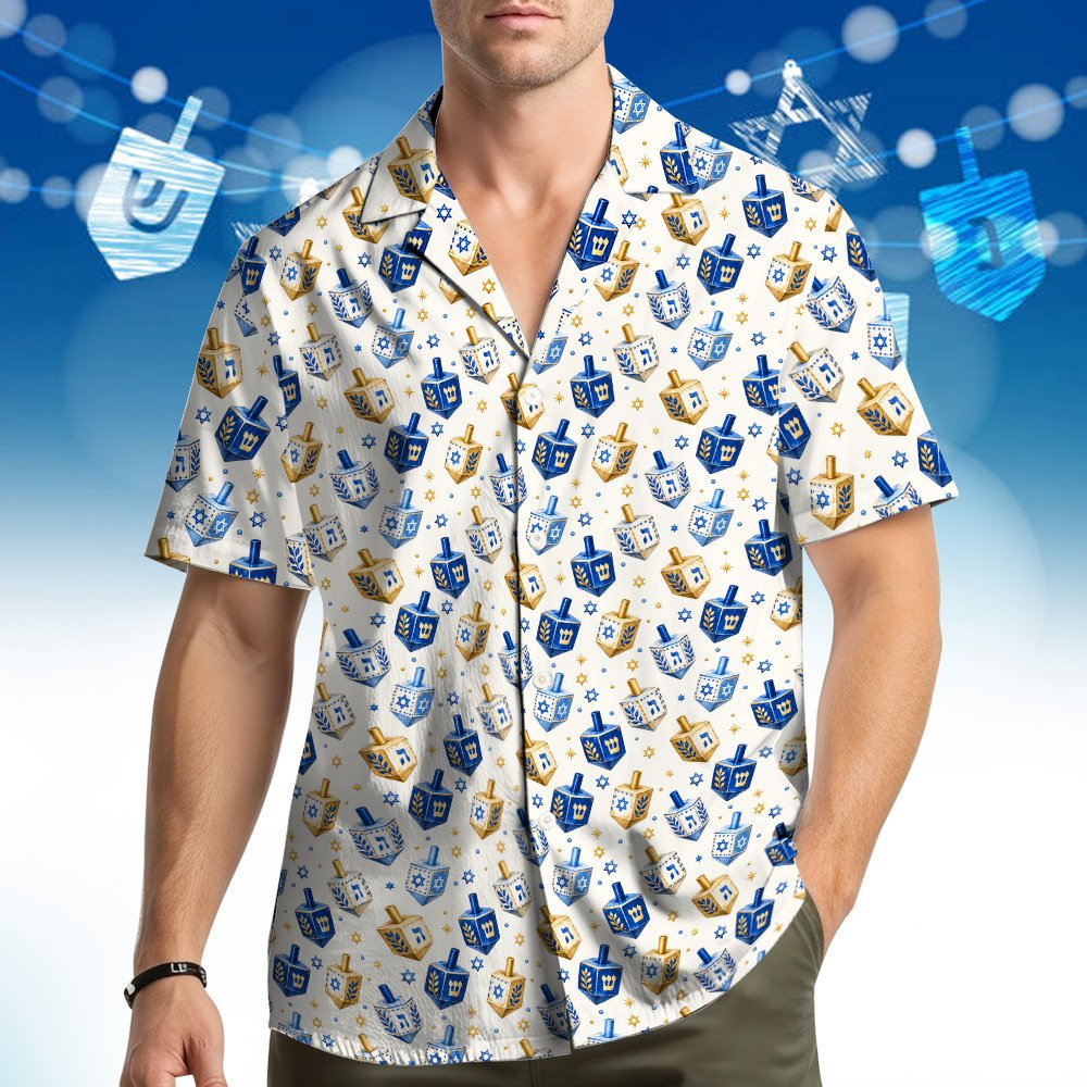 Lifestyle view highlighting the white Hanukkah pajama set