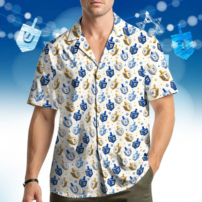 Lifestyle view highlighting the white Hanukkah pajama set