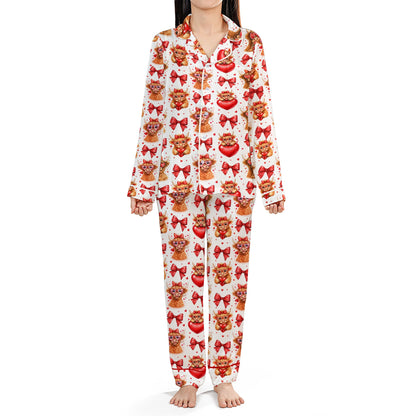 Detailed front view of the highland cow pajama set