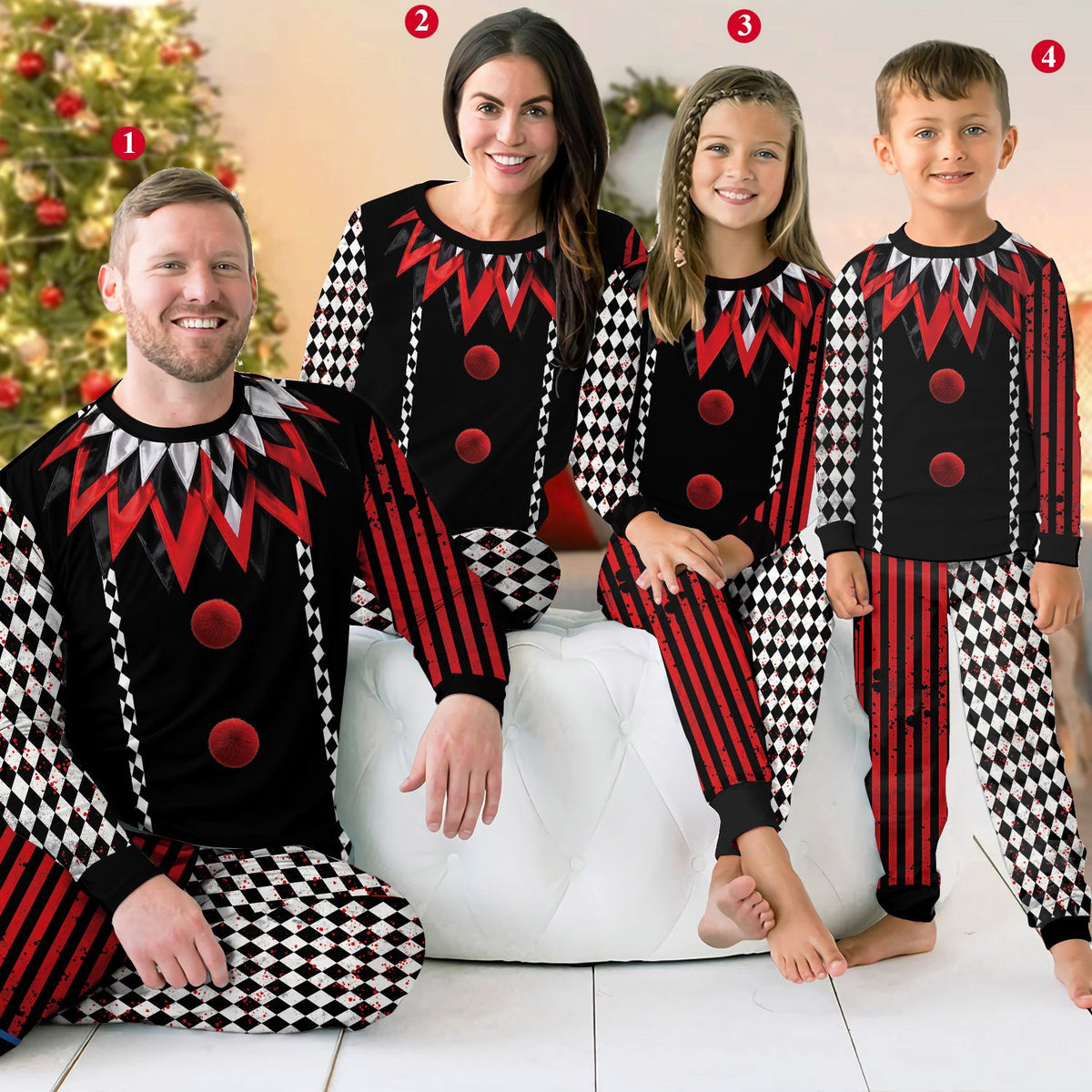 Lifestyle view showing the full fit of the matching family pajama set
