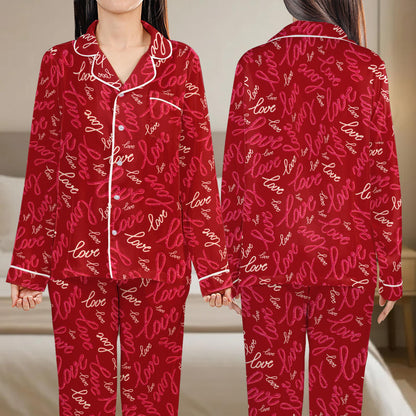 Another front view of the red love valentine pajama set