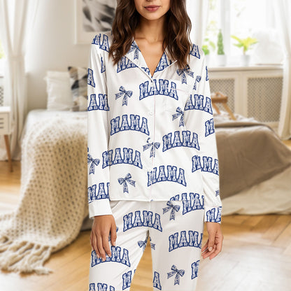 Another front view of the comfortable polyester mama pajama set