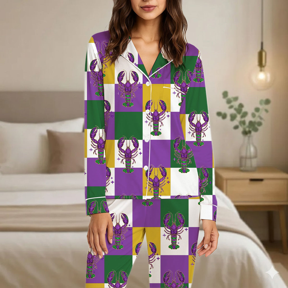 Festive Mardi Gras pajama set for the family