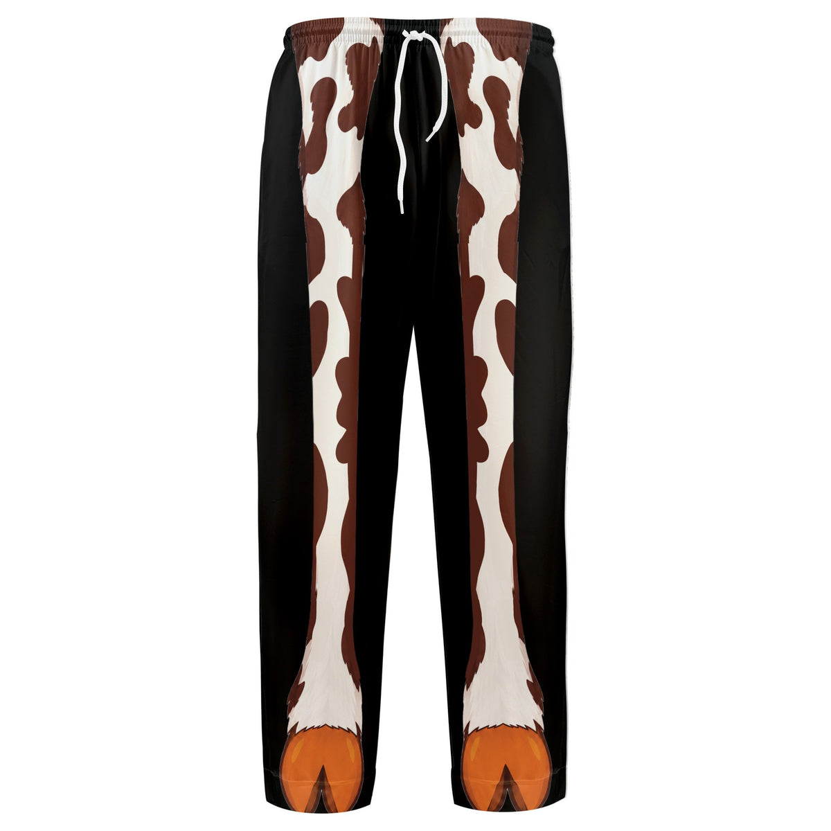 Front view of green frog novelty animal legs pajama pants