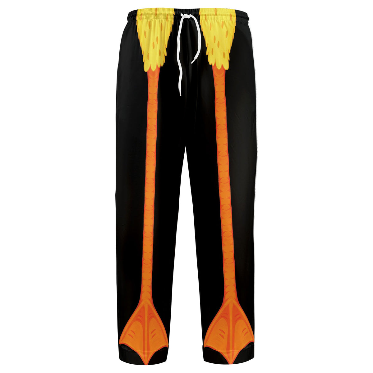 Front view of a multicolor novelty animal legs pajama set