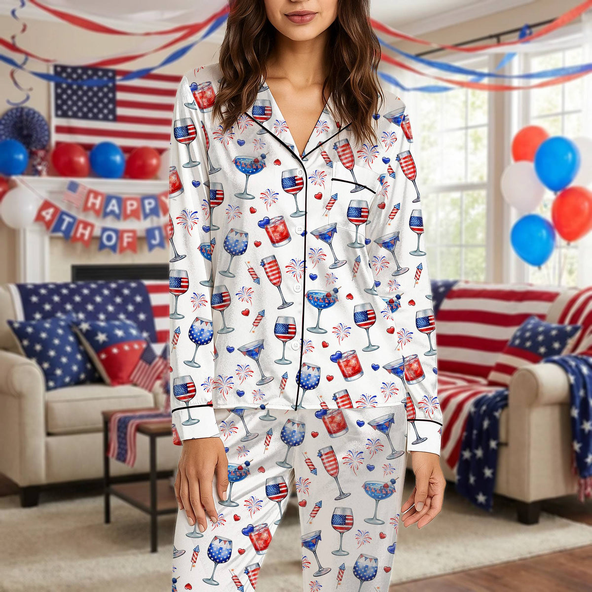 Another lifestyle angle of the matching family pajamas holiday theme