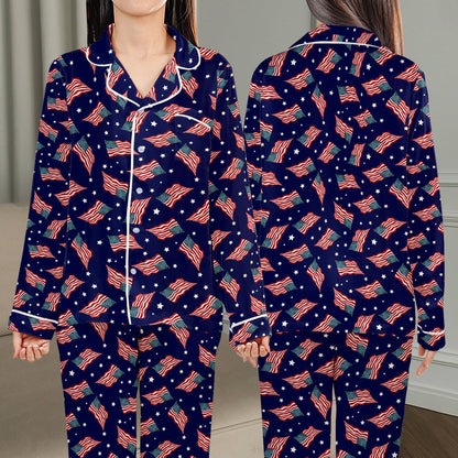 Fourth of July pajama set flag pattern front view 6