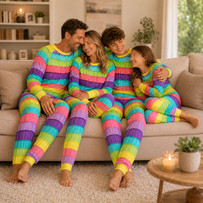 Lifestyle view showcasing the multicolor striped design