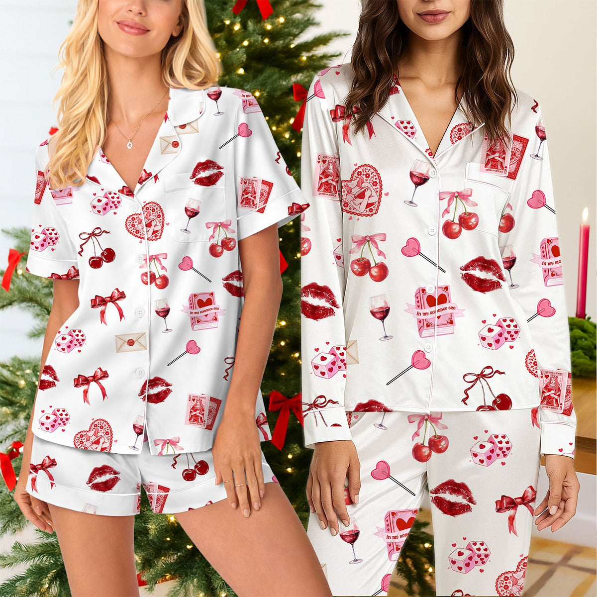 Another lifestyle angle of the romance theme sleepwear