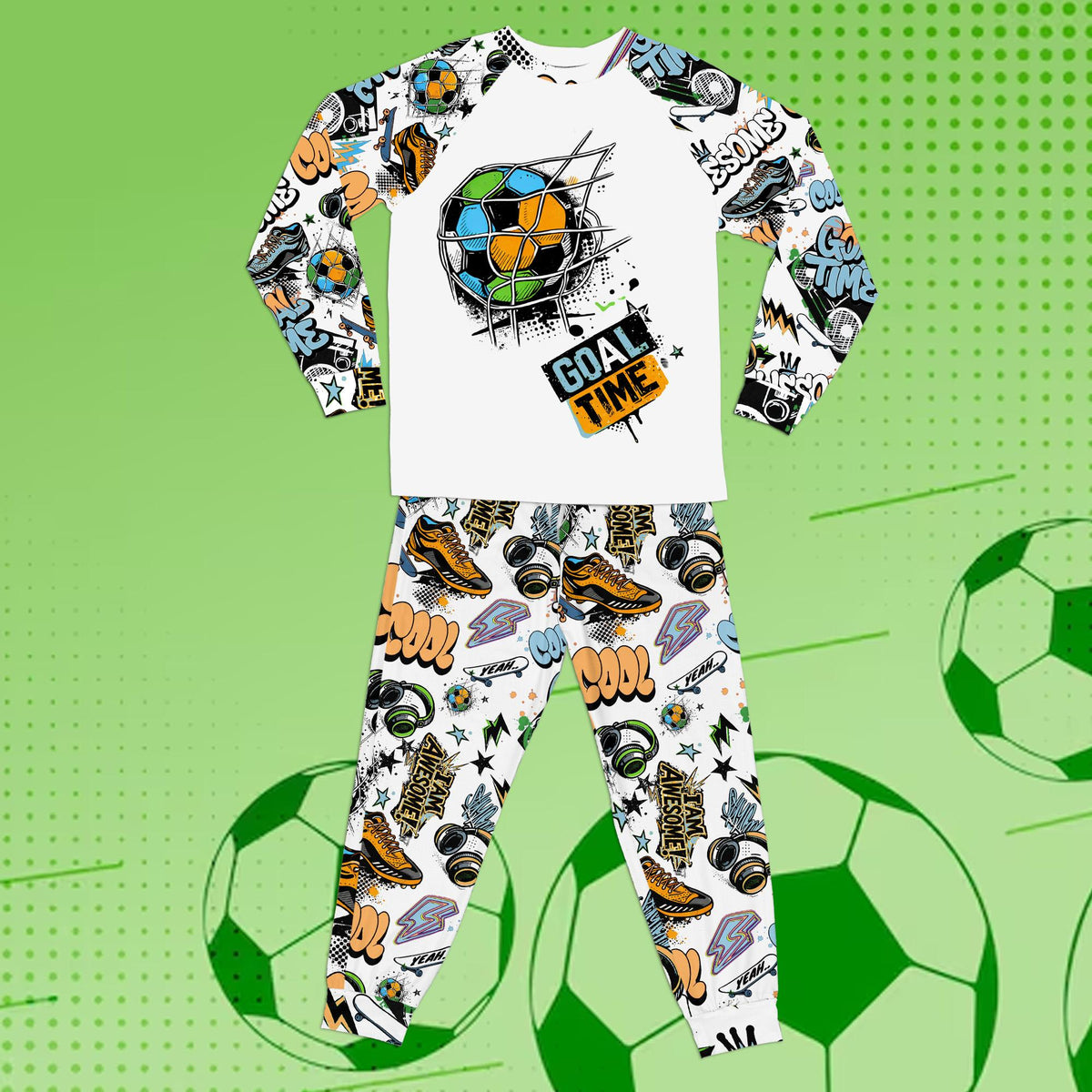 Vibrant soccer pajama set for family matching