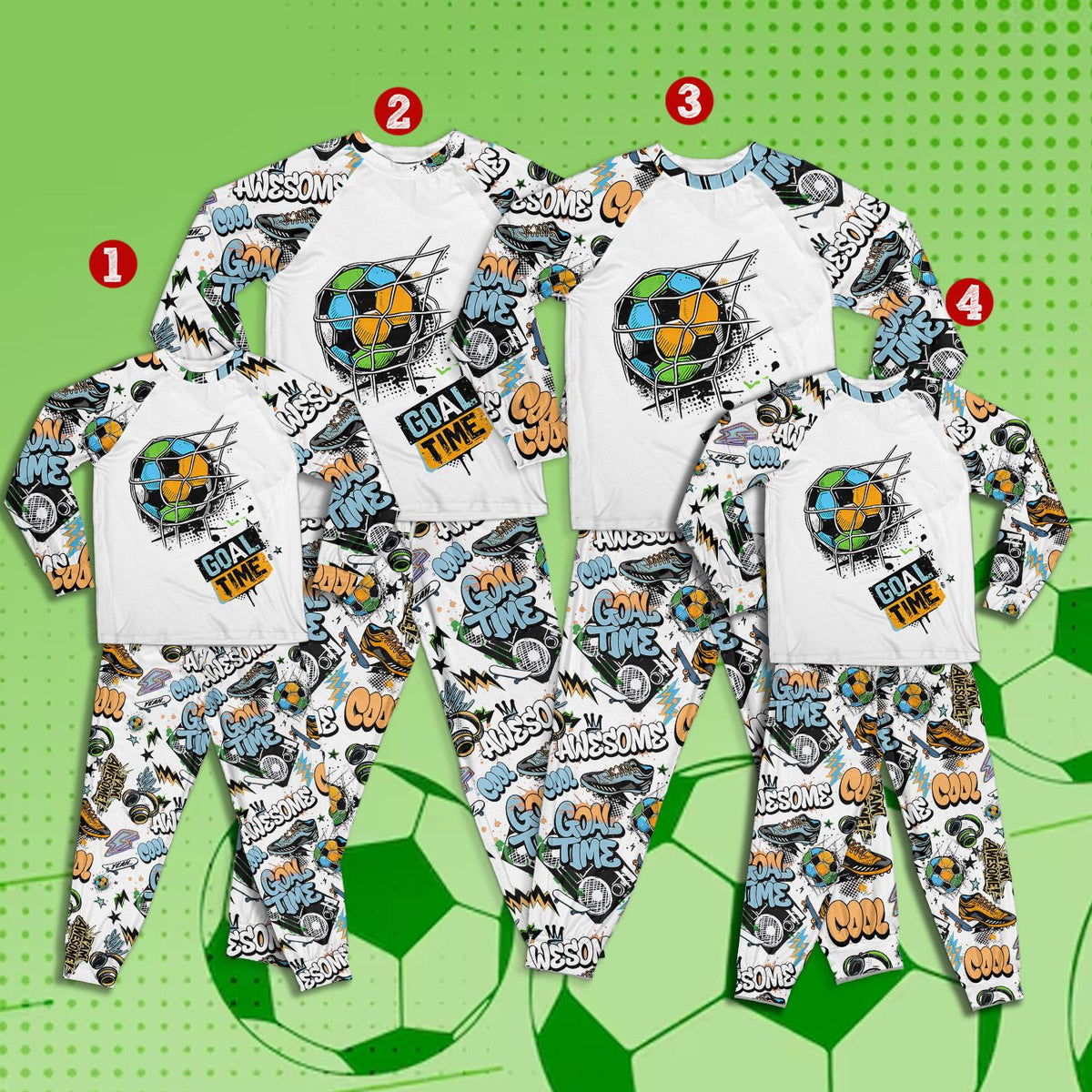 Kids having fun in soccer pajama set
