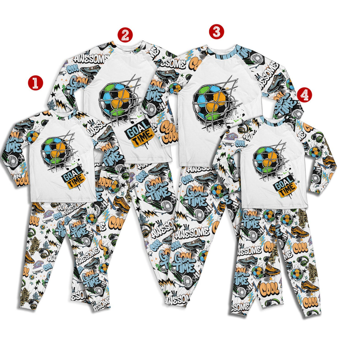 Matching family pajamas soccer theme lifestyle