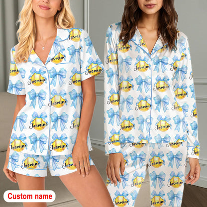 Front view of the personalized softball pajama top.