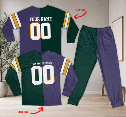 Front view of the green split-color sports pajama set