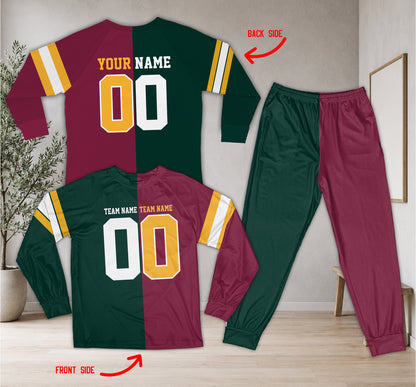 Another front view of the green split-color sports pajama set