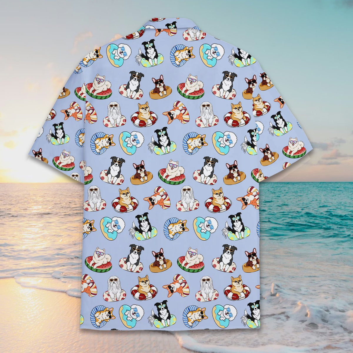 Back view of summer dogs pajama set pattern