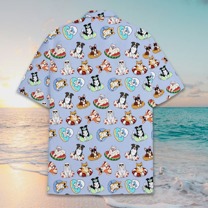 Back view of summer dogs pajama set pattern