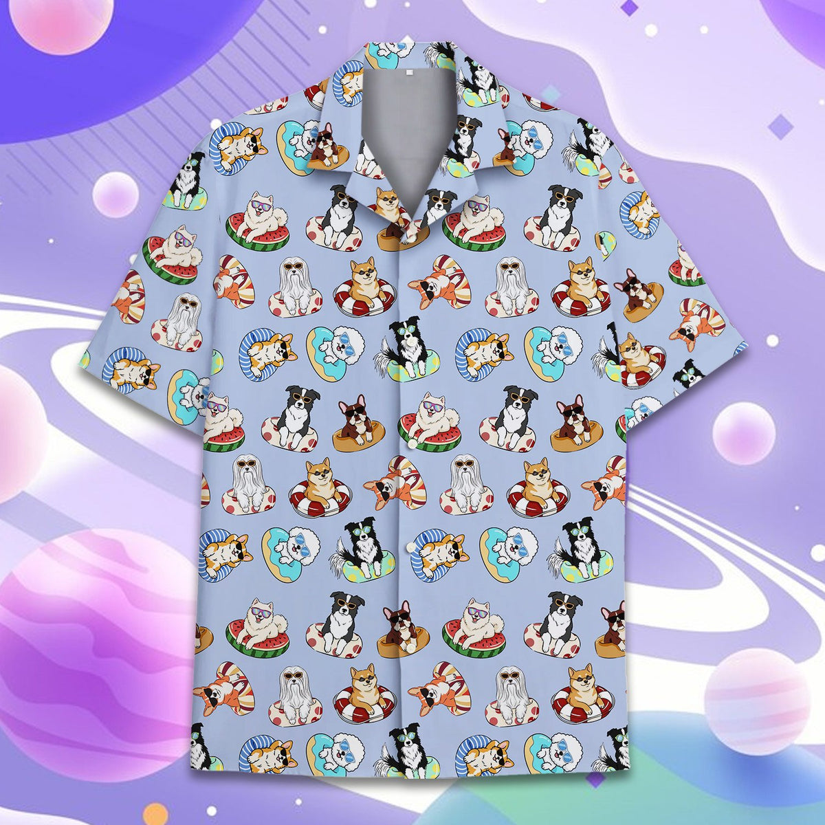Front view 2 of summer dogs pajama set