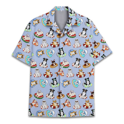 Front view 4 of summer dogs matching family pajama set