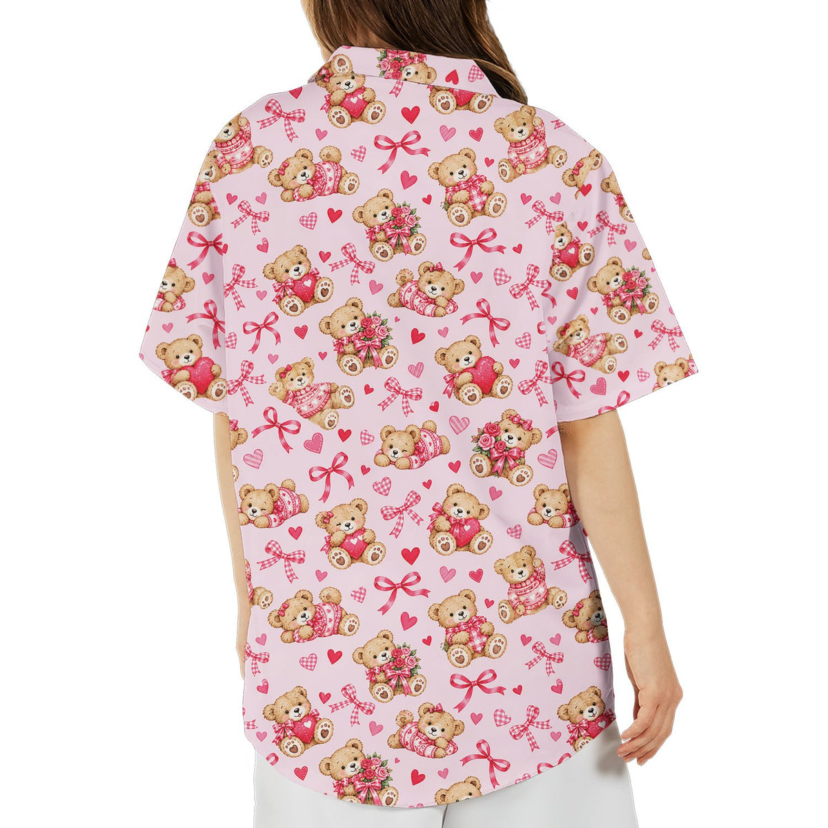 Matching family pajama set, pink, back view