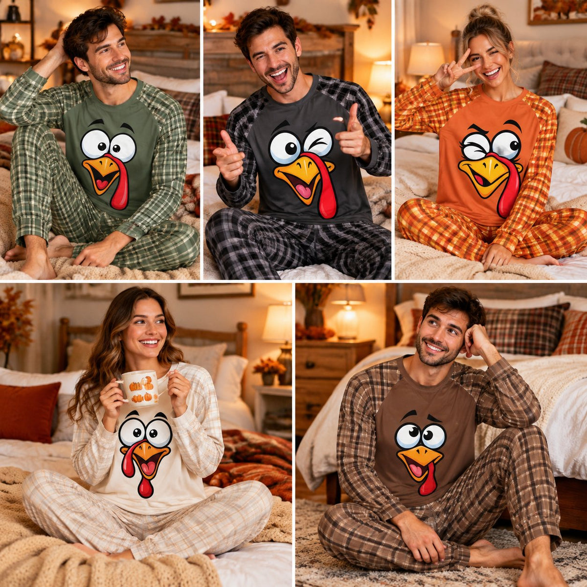 Family matching outfits for Thanksgiving pajama set, lifestyle view
