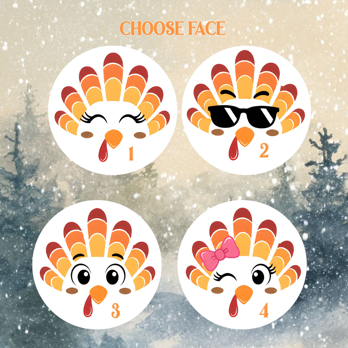 White long-sleeve pajama top featuring a cartoon turkey face and custom name, flat view