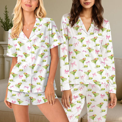 Third lifestyle shot of the family pajama set featuring a margarita pattern
