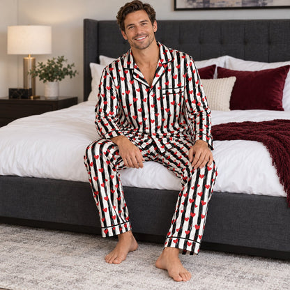 Comfortable matching pajamas for family with valentine's day theme