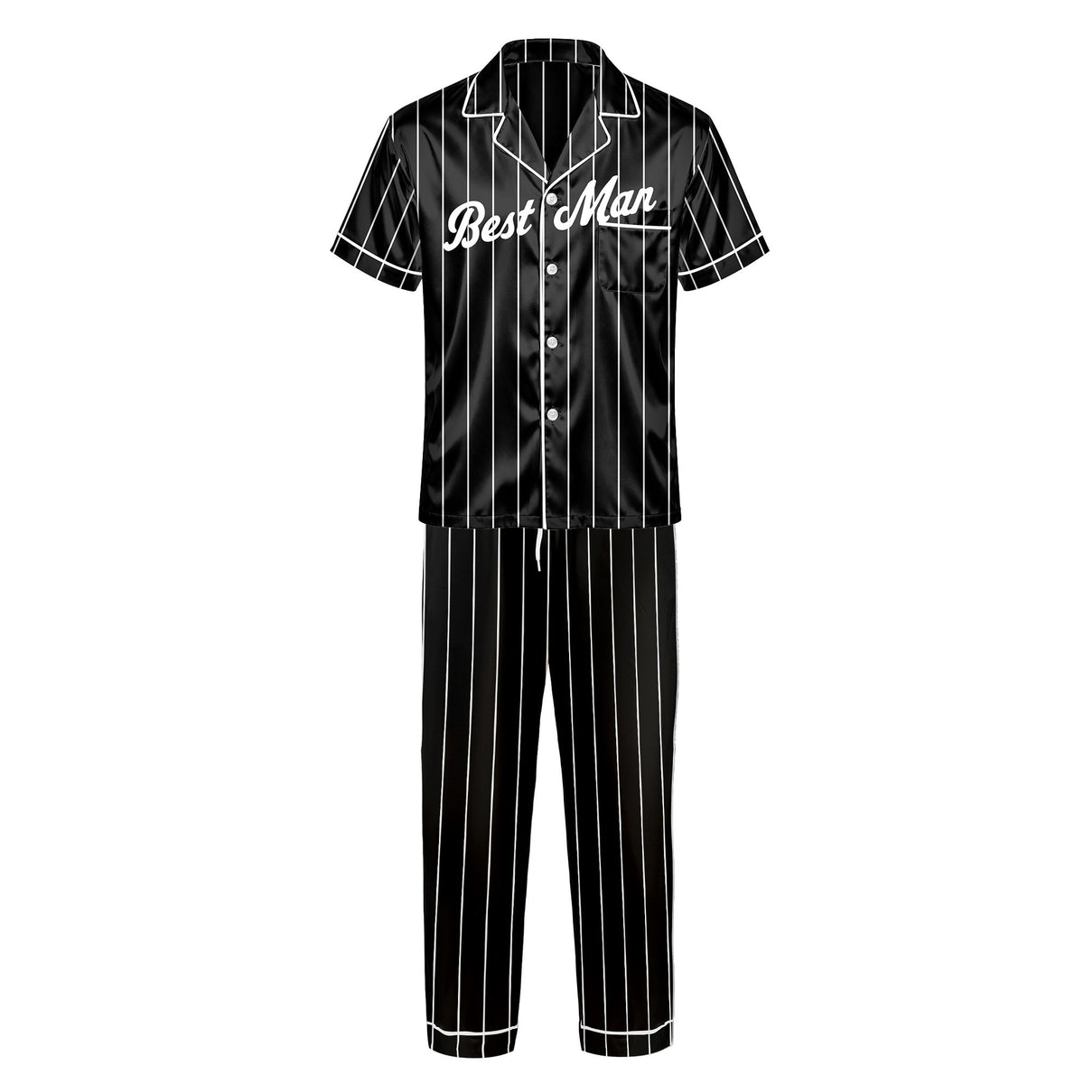 Back view of black personalized pajama set showcasing custom name and number