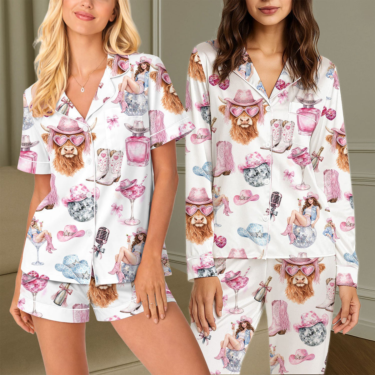 People lounging in their matching pajamas for family