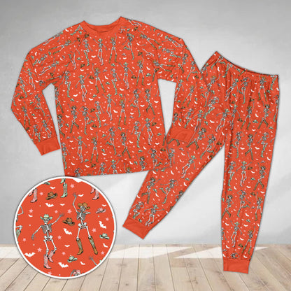 Multicolor holiday matching family pajamas featuring bats and stars