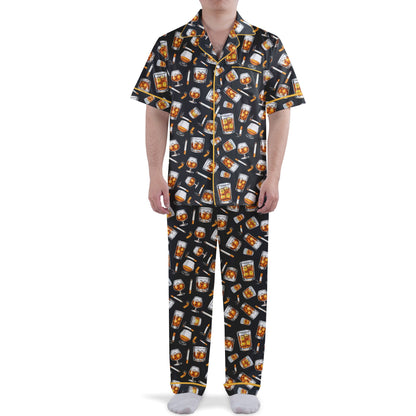 Additional front view of whiskey and cigars pajama set