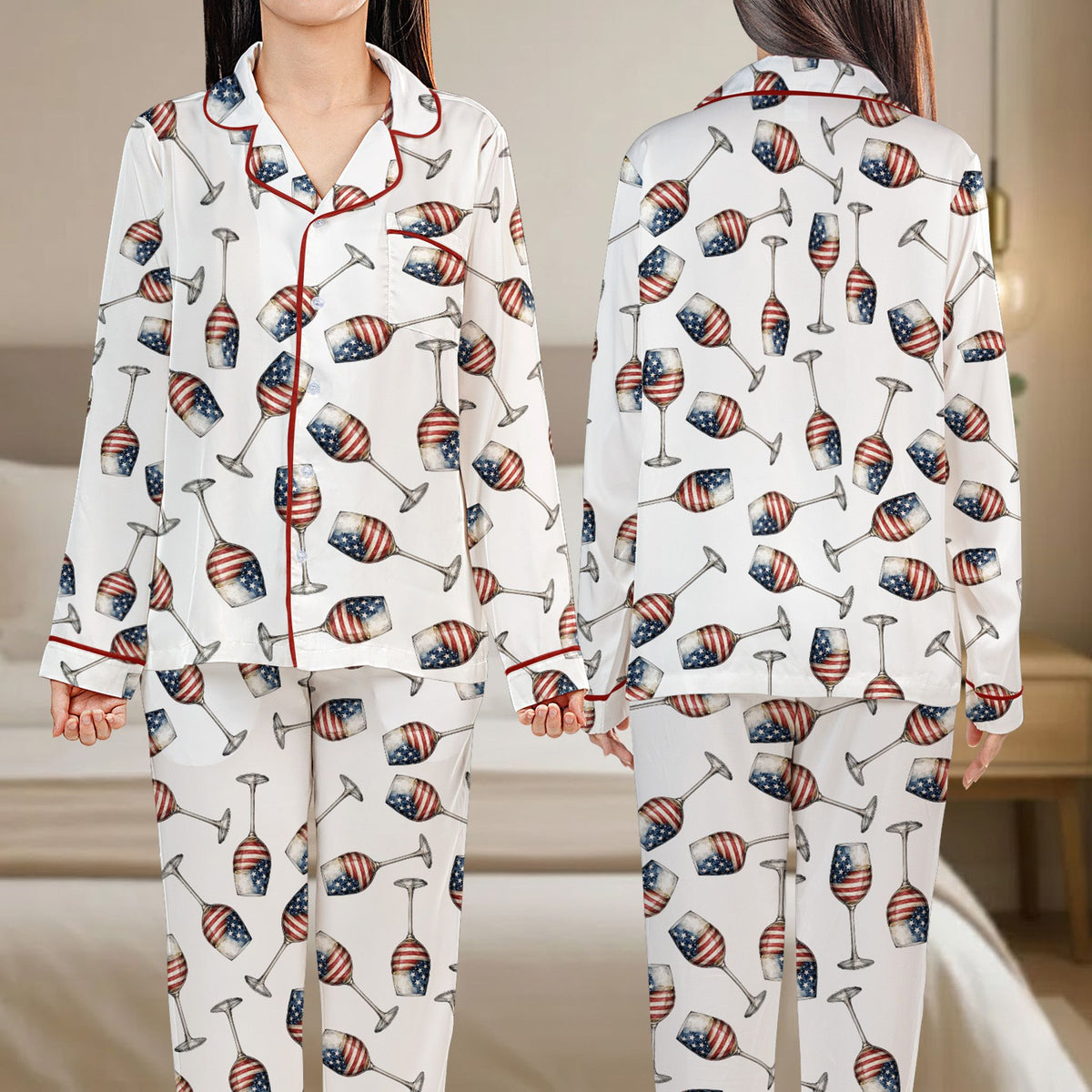 Front view showcasing the comfortable fit of the pajama set