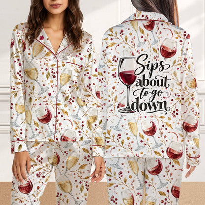 Another front view showing the comfortable fit of the wine pajama set