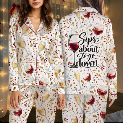 Matching family pajamas wine pajama set on a white background