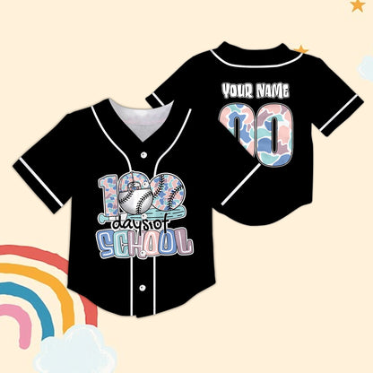 Angled front view of the camo baseball jersey