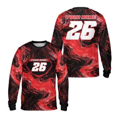 Front view of black abstract custom baseball jersey