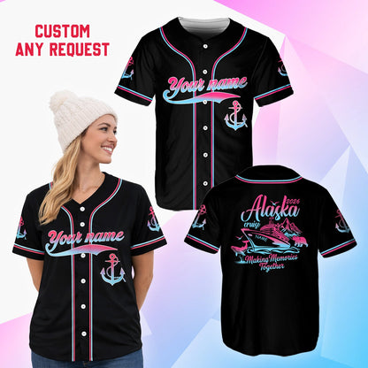 Another lifestyle view of the personalized black alaska cruise jersey