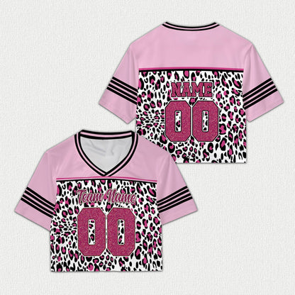 Pink styling of the custom baseball jersey with animal print