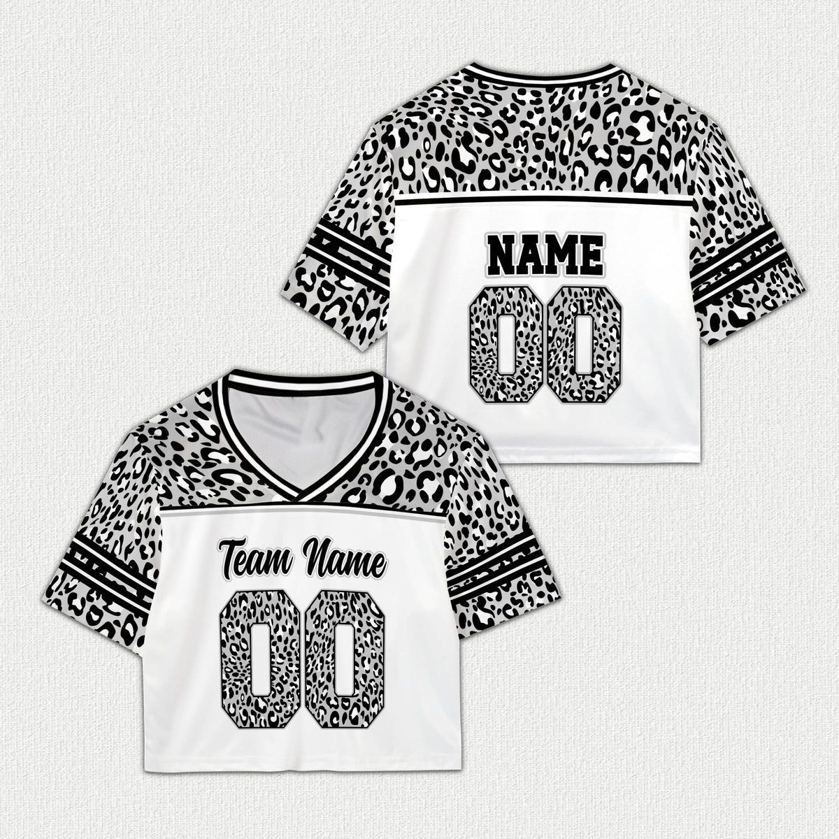 Close up of personalized white animal baseball jersey design