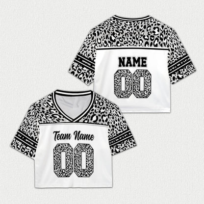 Close up of personalized white animal baseball jersey design