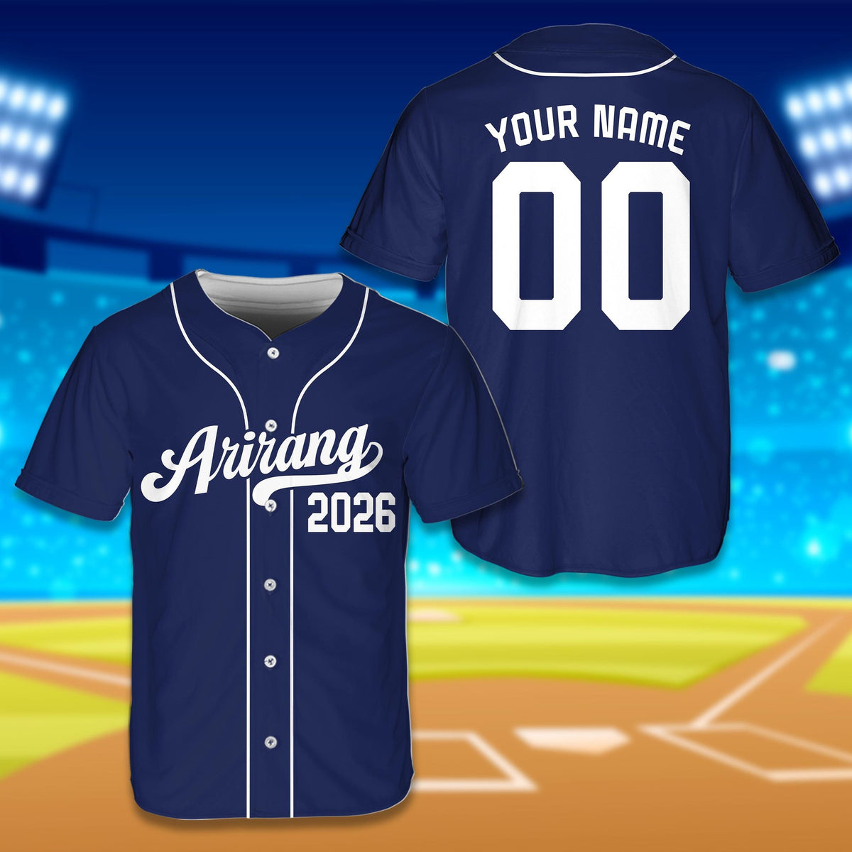 Navy blue arirang baseball jersey front view